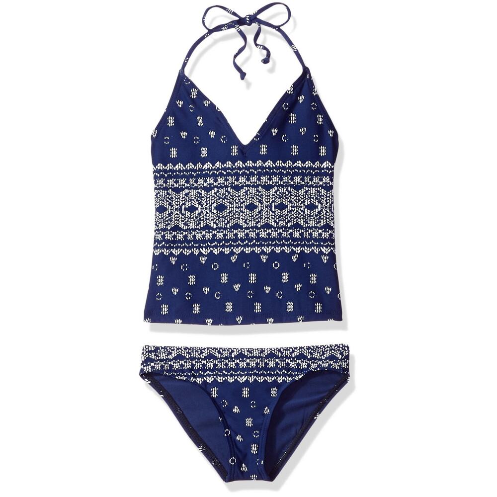 Splendid Girls Boarder Stripe Tankini Set Navy Size 14